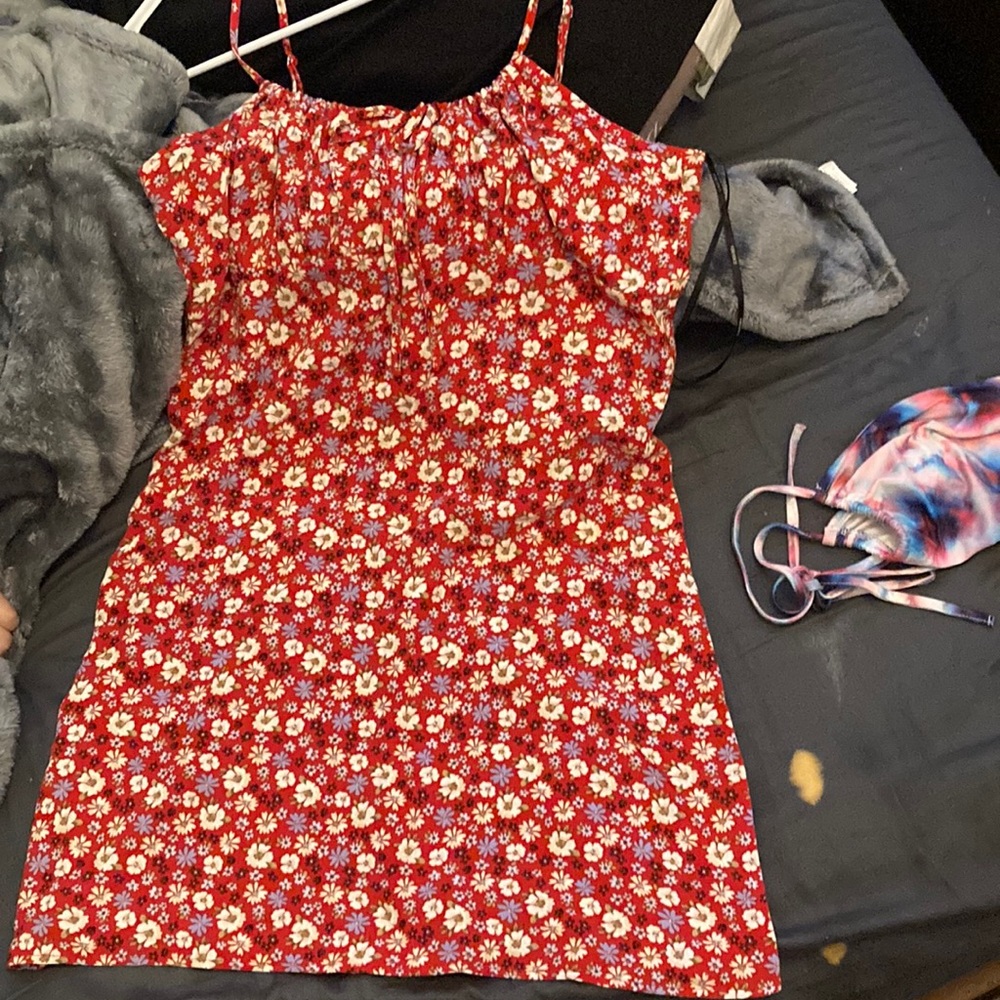 Red flower dress